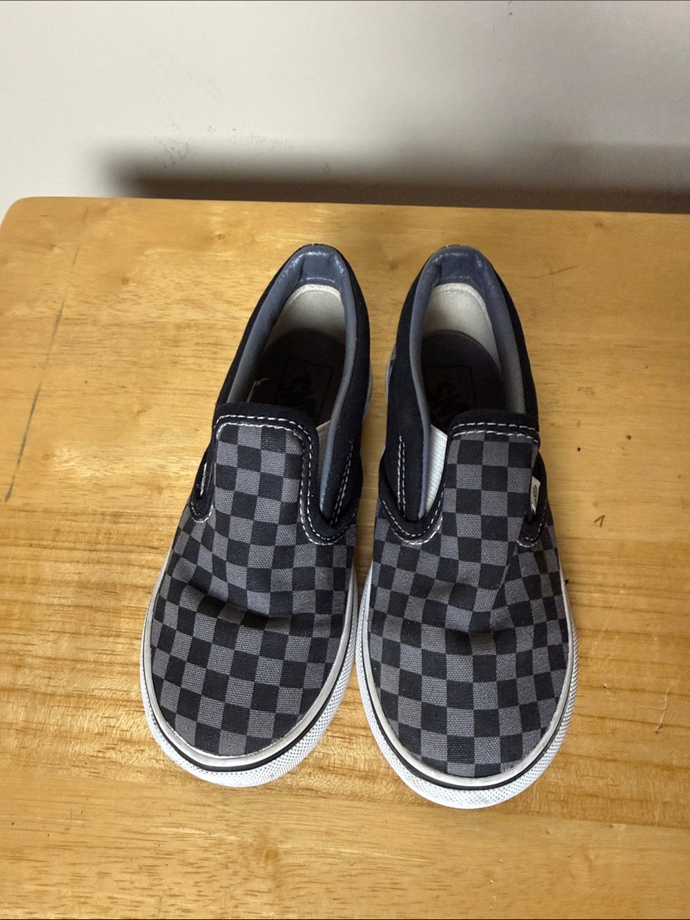 Vans Classic Slip On Checkerboard Black Pewter Shoes Toddlers Size 10